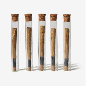 5 pre-rolled natural cones contained in vials